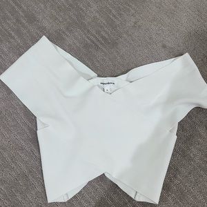 off the shoulder white cropped top